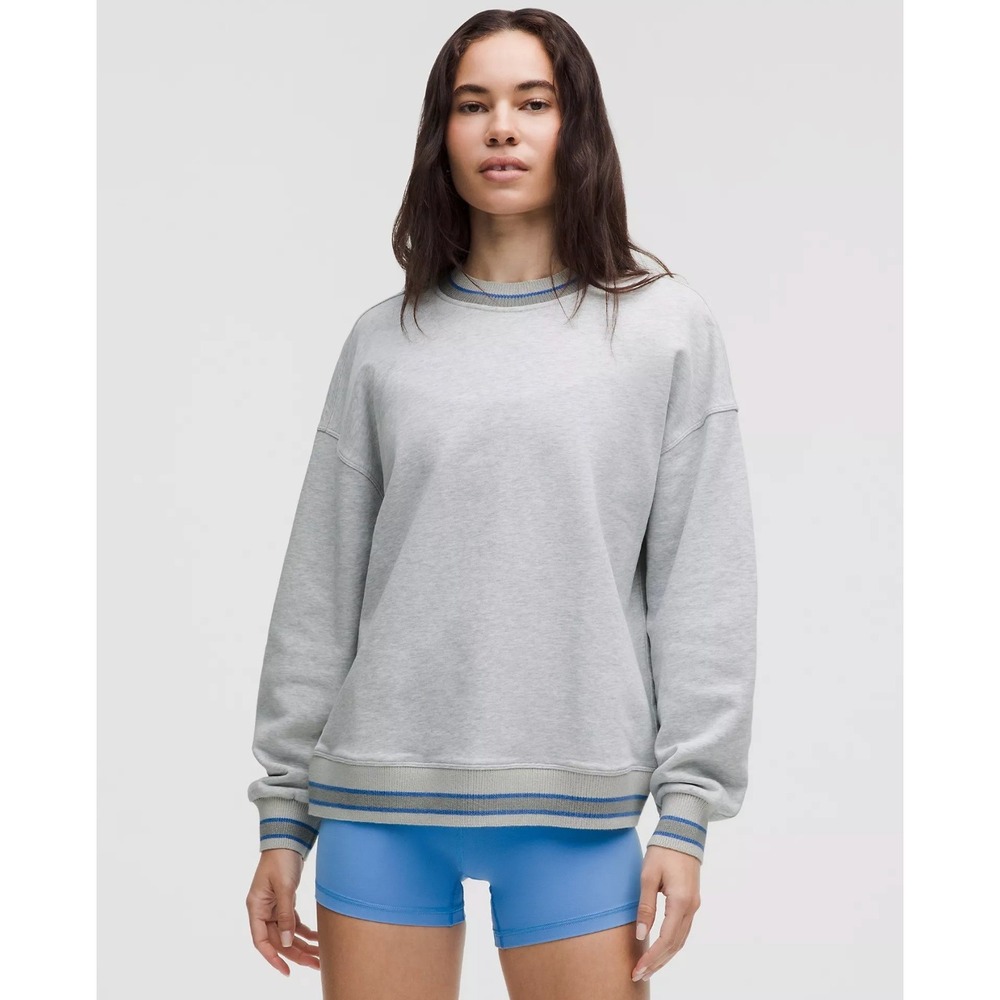Lululemon | Perfectly Oversized Ringer Crew Grey Blue Sweatshirt | Sz M